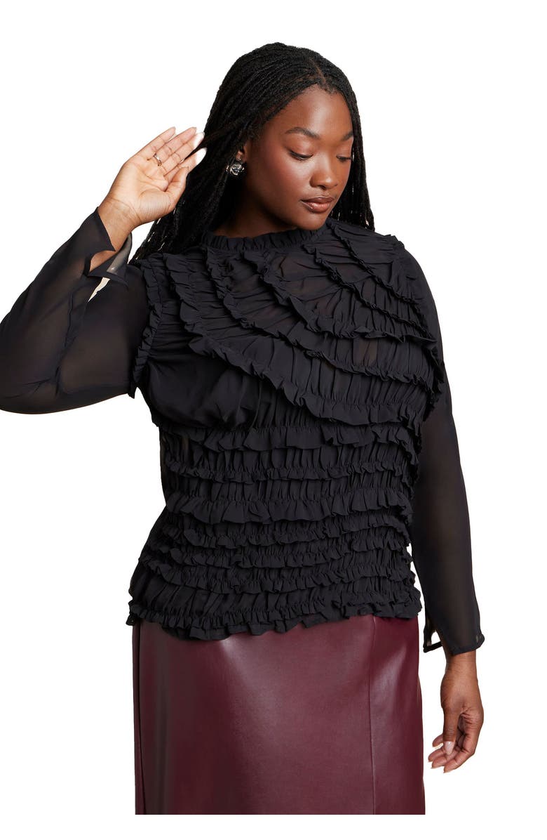 ELOQUII Textured Smocked Top, Main, color, 