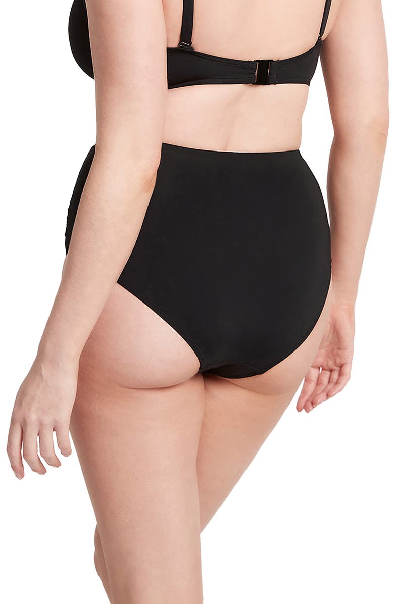 Sea Level High Waist Gathered Side Swim Bottoms, Alternate, color, Black