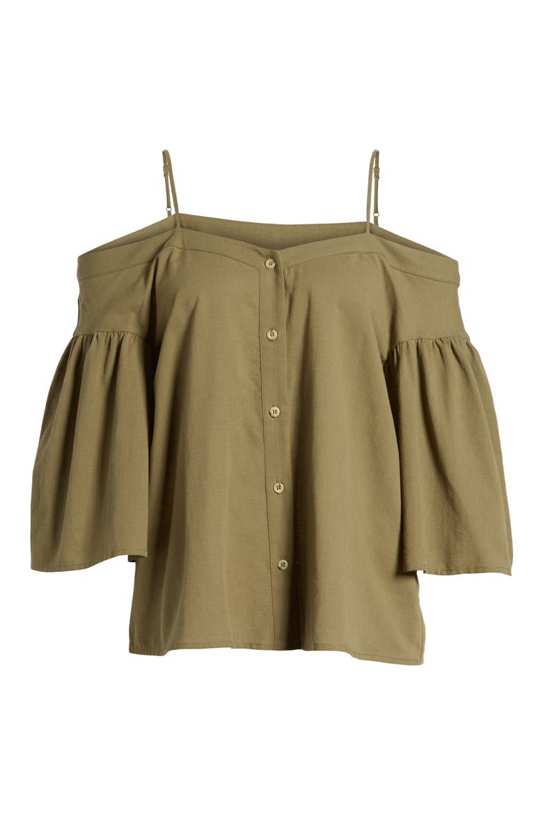 Cotton Off the Shoulder Top, Alternate, color, OLIVE SARMA