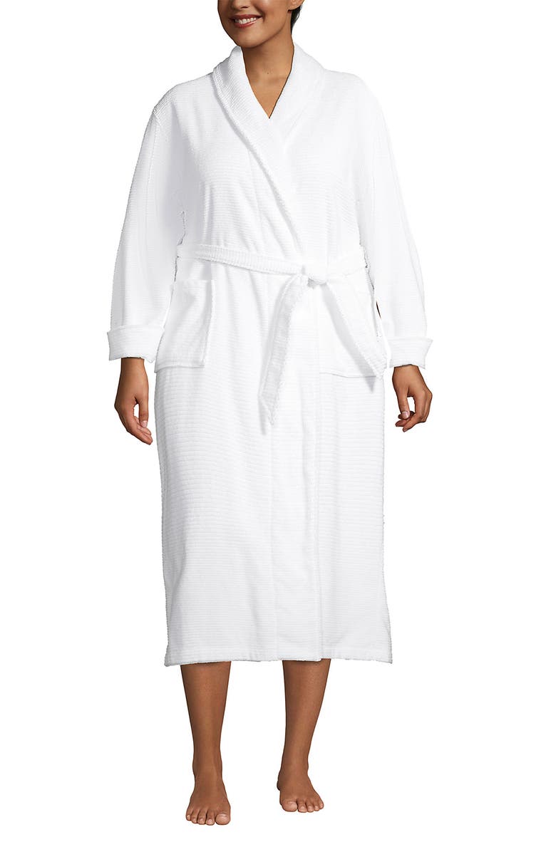 Lands' End Plus Size Cotton Terry Long Spa Bath Robe, Main, color, 