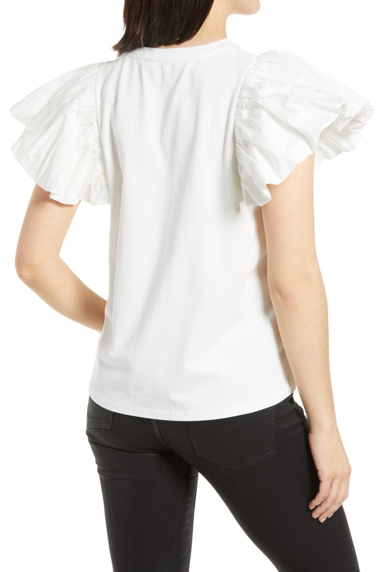 Balloon Sleeve Top, Alternate, color, WHITE