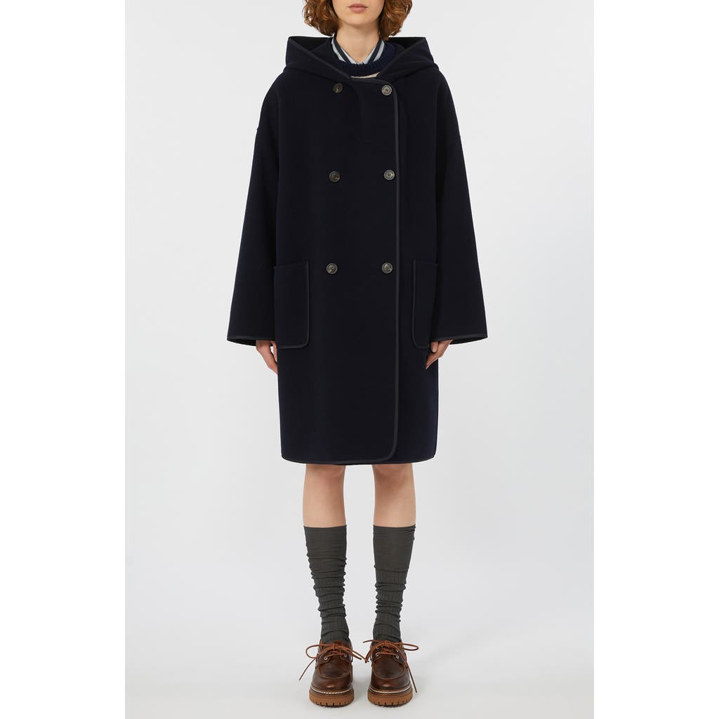Weekend Max Mara Bergen Hooded Wool Coat In Black