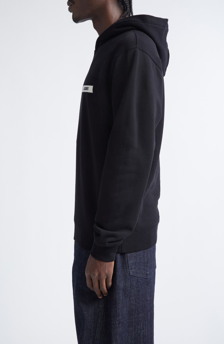 Jacquemus Le Hoodie Gros Grain Cotton Hoodie, Alternate, color, Black