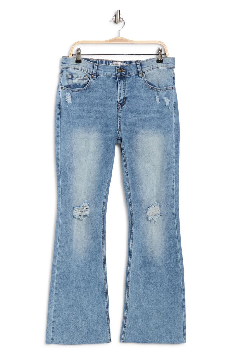 Madden Girl Distressed Bootcut Jeans, Main, color, Light Wash
