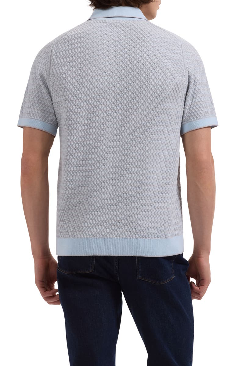 Bugatchi Short Sleeve Cardigan, Alternate, color, Hazy Blue