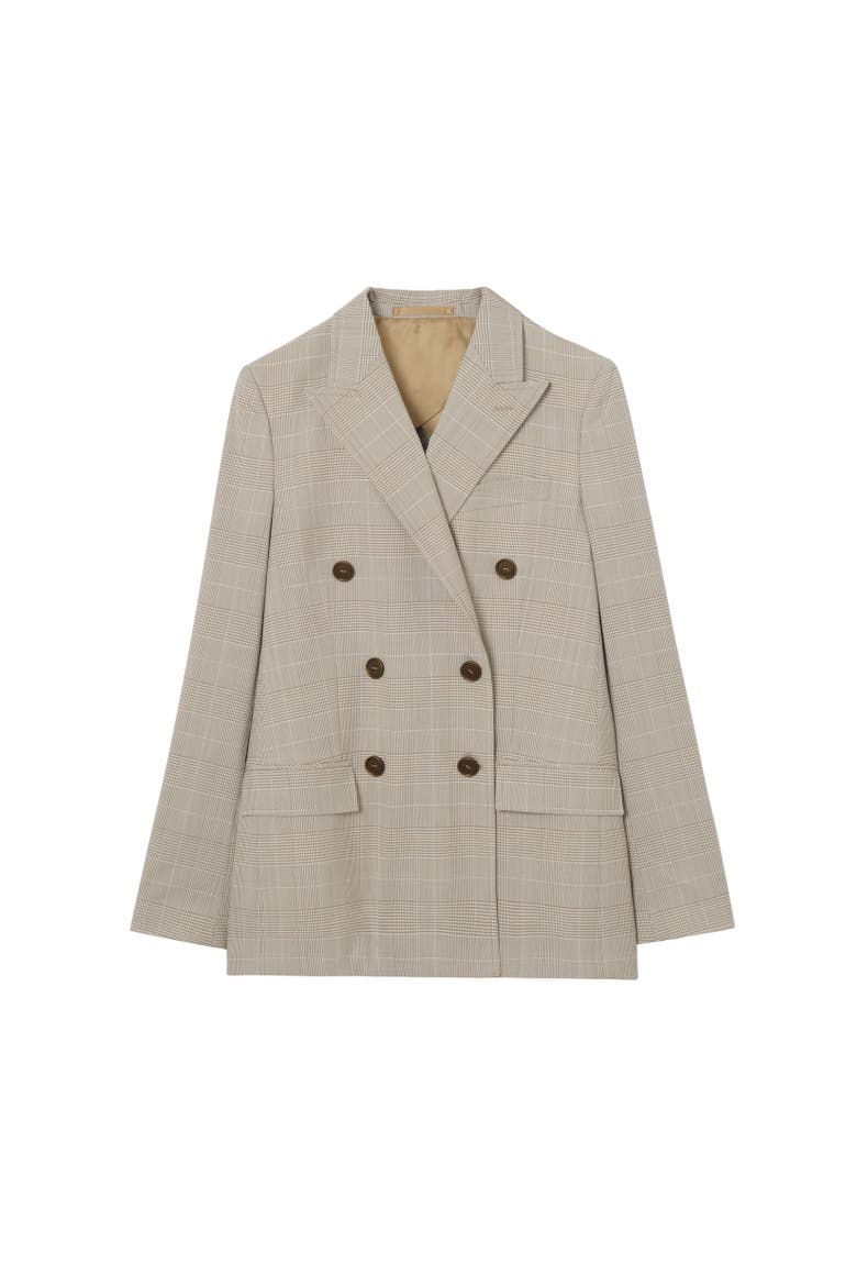 Check Wool Tailored Jacket, Alternate, color, Cloudy white/mountain green