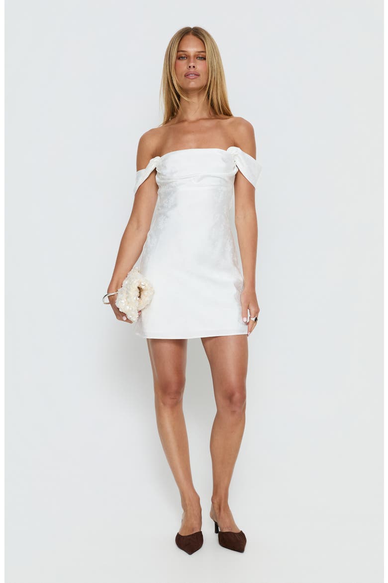 Zabbarra Off the Shoulder Satin Cocktail Minidress, Alternate, color, WHITE