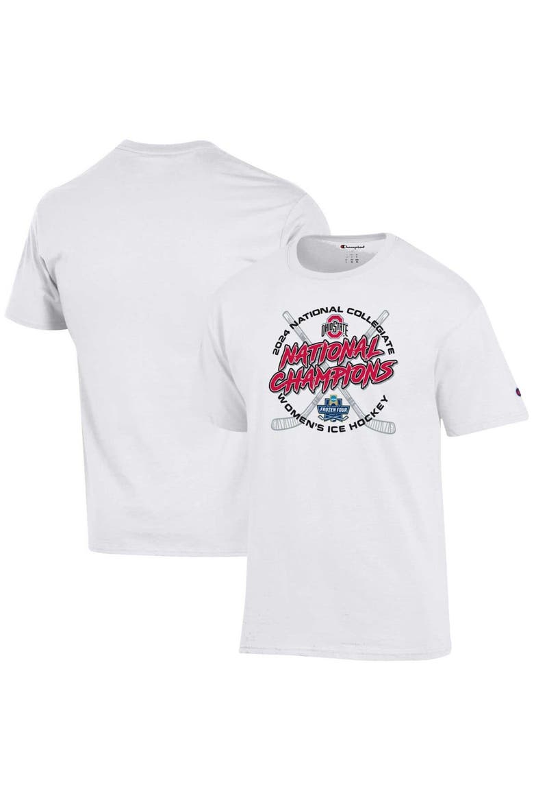 Unisex Champion  White Ohio State Buckeyes 2024 NCAA Women's Ice Hockey National Champions Locker Room T-Shirt, Main, color, White