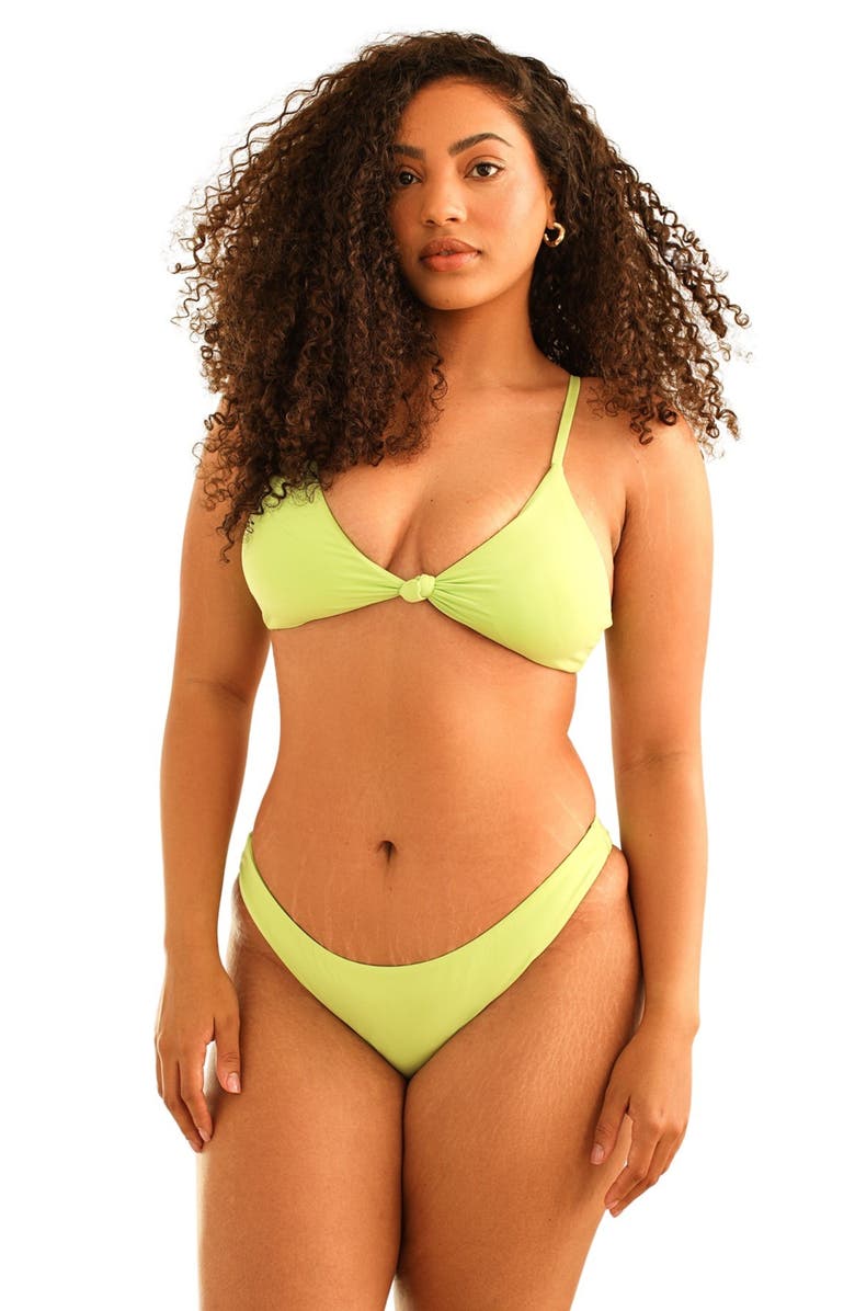 Dippin Daisys Zen Knotted Triangle Bikini Top, Main, color, Green Tea
