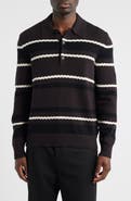 NN07 Alfie 60019 Stripe Long Sleeve Organic Cotton Polo Sweater