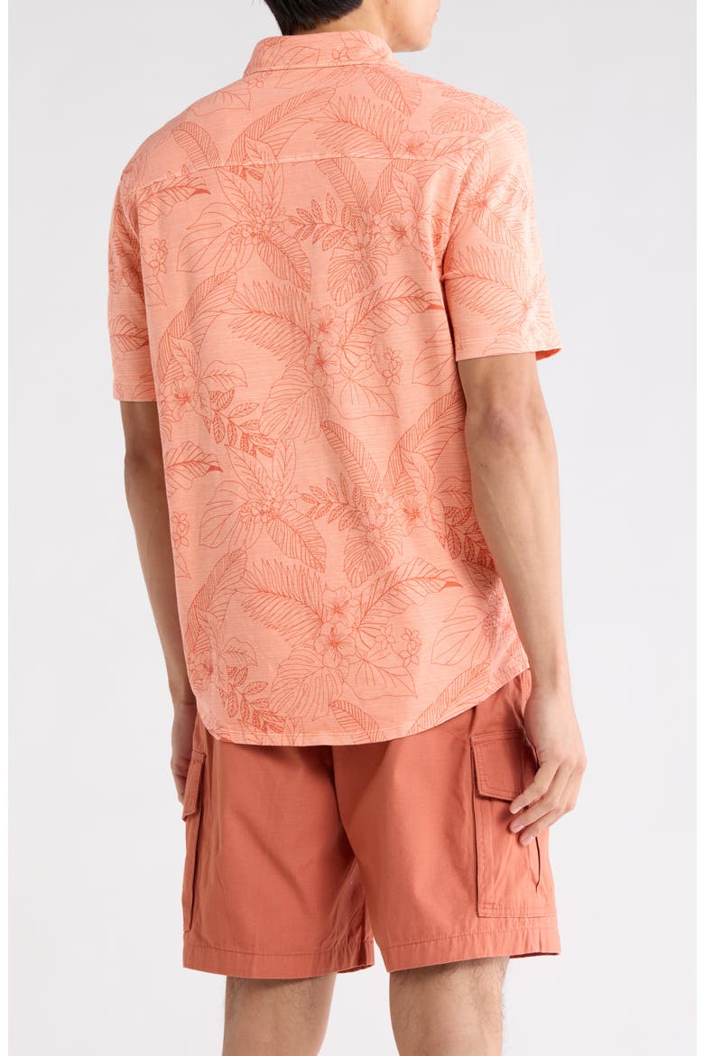 Floral Short Sleeve Button-Up Shirt, Alternate, color, PURE SALMON