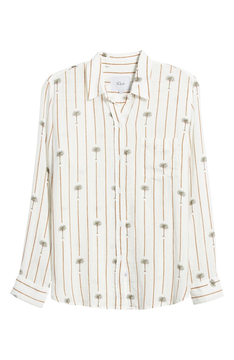 Rails Charli Palm Stripe Linen Blend Button-Up Shirt, Alternate, color, 