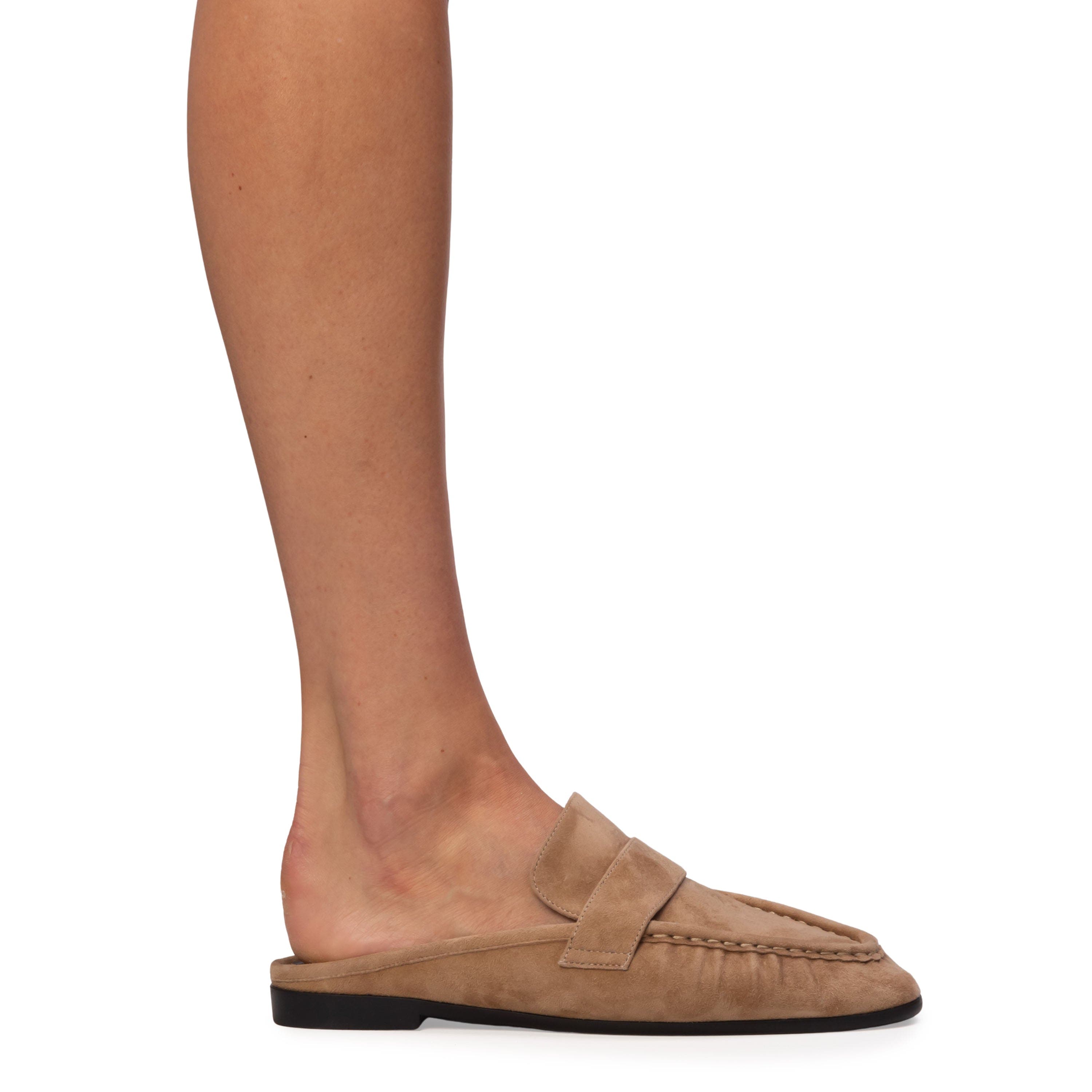 Gabby Suede Backless Loafer, Alternate, color, Latte Suede