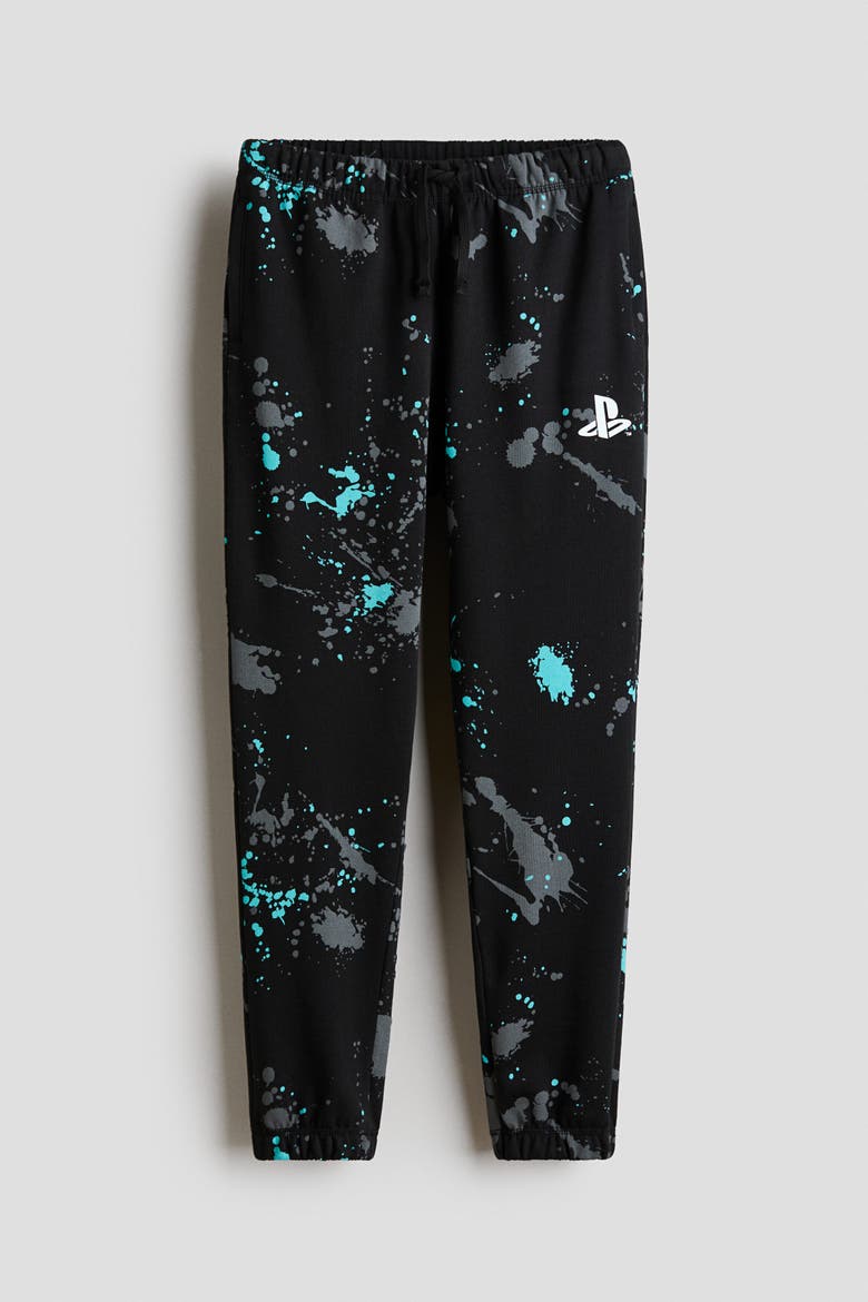 Printed Brushed-inside Joggers, Main, color, Black/PlayStation