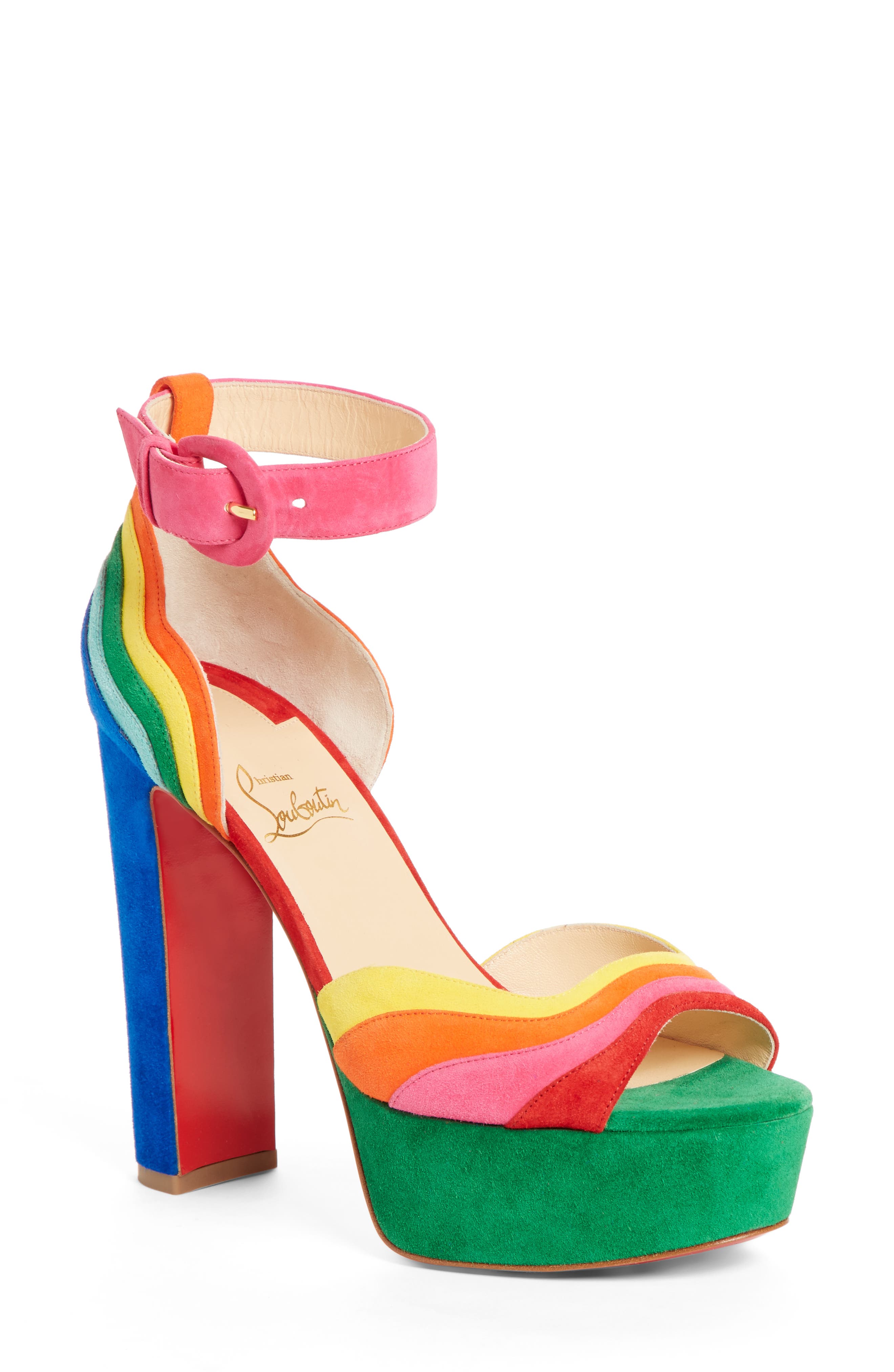 Christian Louboutin Degratissimo Rainbow Platform Sandal, Main, color, 