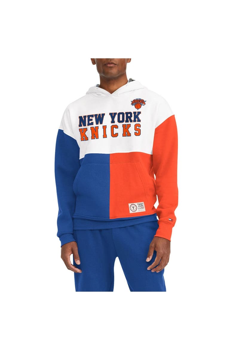 Men's Tommy Jeans White/Royal New York Knicks Andrew Split Pullover Hoodie, Alternate, color, White