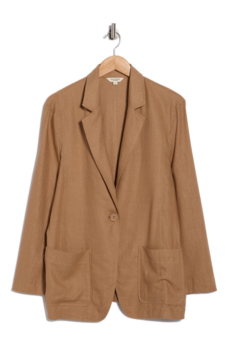 One Button Blazer, Alternate, color, MOCHA