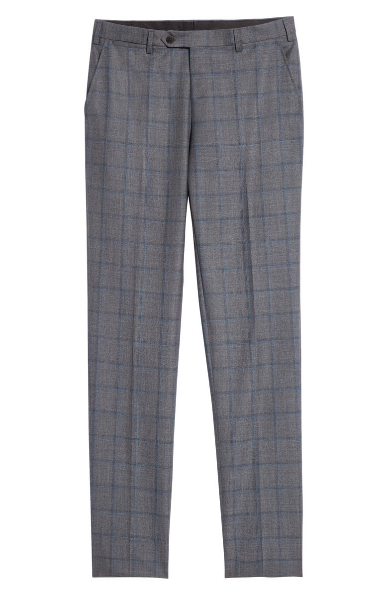 Eidos Flat Front Windowpane Wool Dress Pants, Alternate, color, 