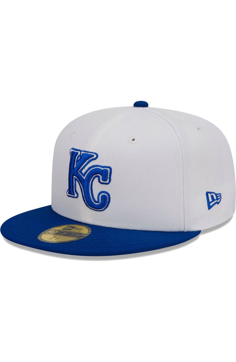 New Era Men's New Era White Kansas City Royals Optic 59FIFTY Fitted Hat, Main, color, 