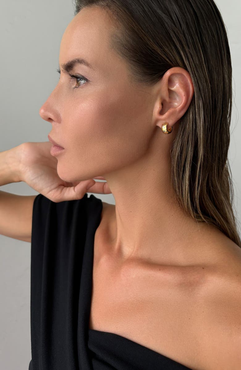 st. Moran Mixed Shape Cubic Zirconia Hoop Earrings, Alternate, color, Gold