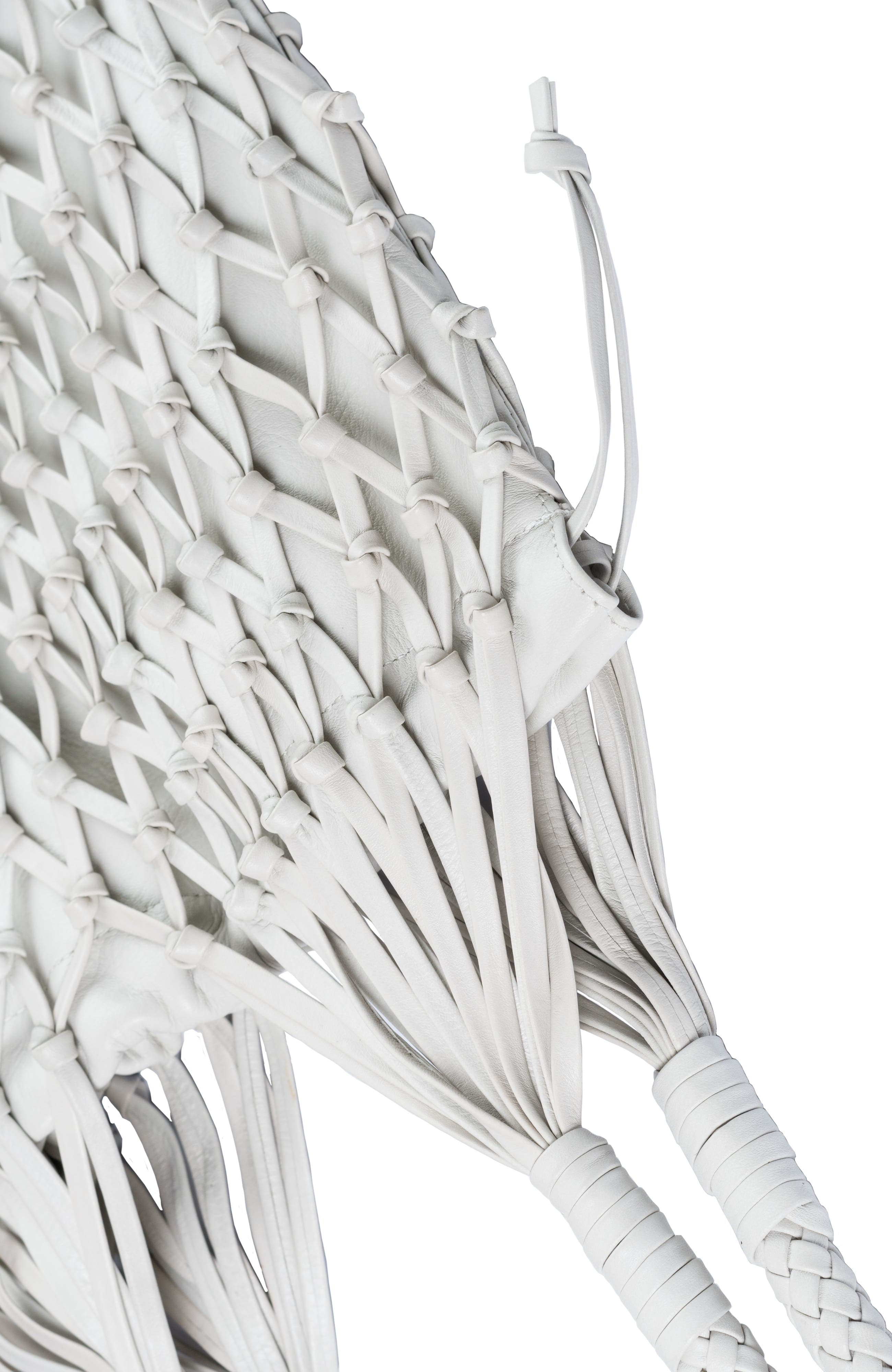 La Red Mesh Bag In Leather, Alternate, color, White