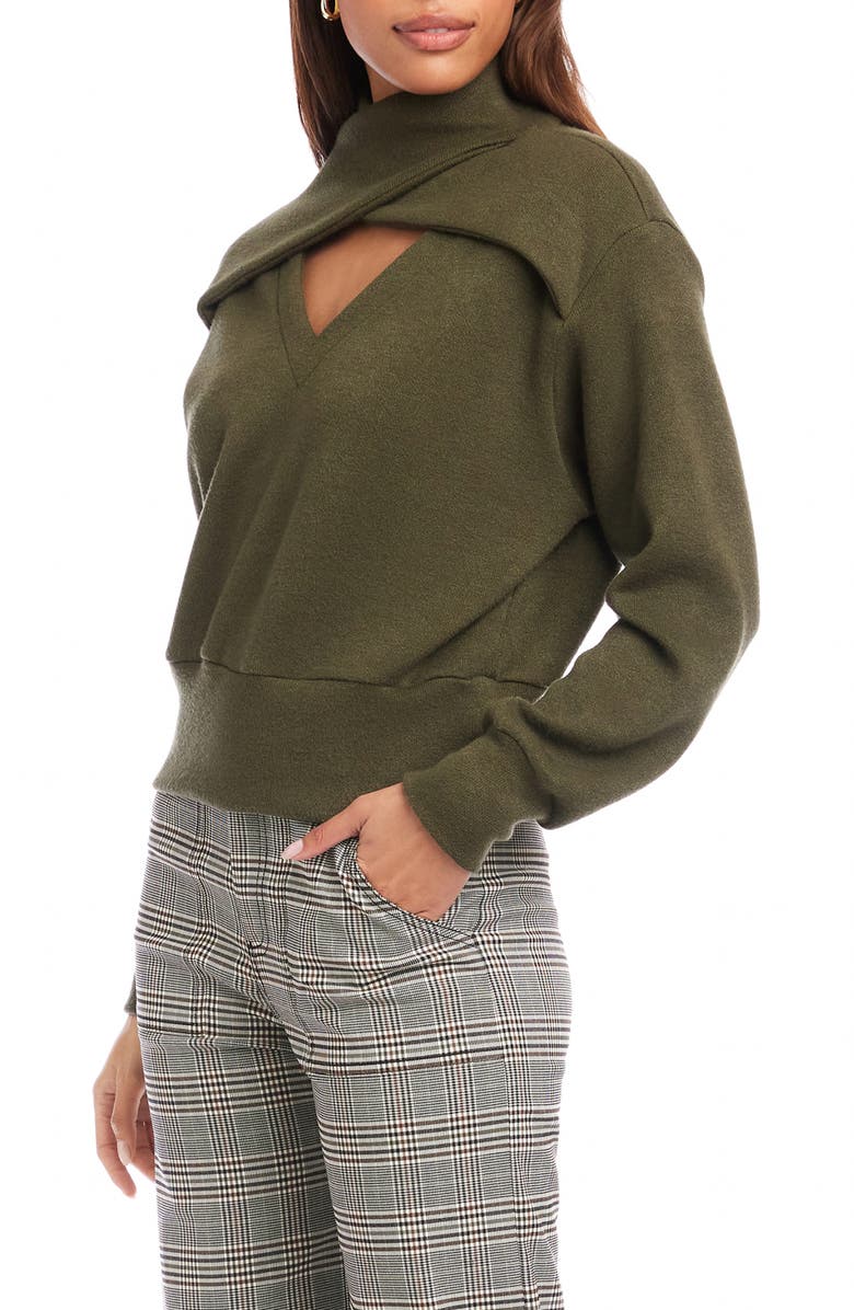 FIFTEEN TWENTY Caly Crossover Cutout Sweatshirt, Alternate, color, Olive