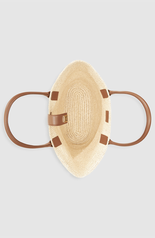 Anine Bing Lou Tote Monogram Natural With Cognac In Brown