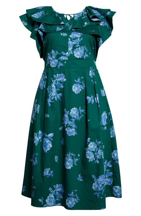 Santana Ruffled Tie Back Midi Dress