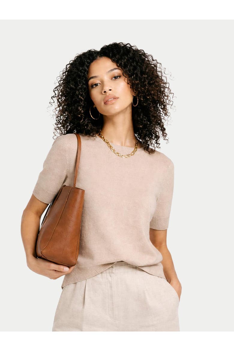 Crew Neck Cashmere Top, Alternate, color, beige