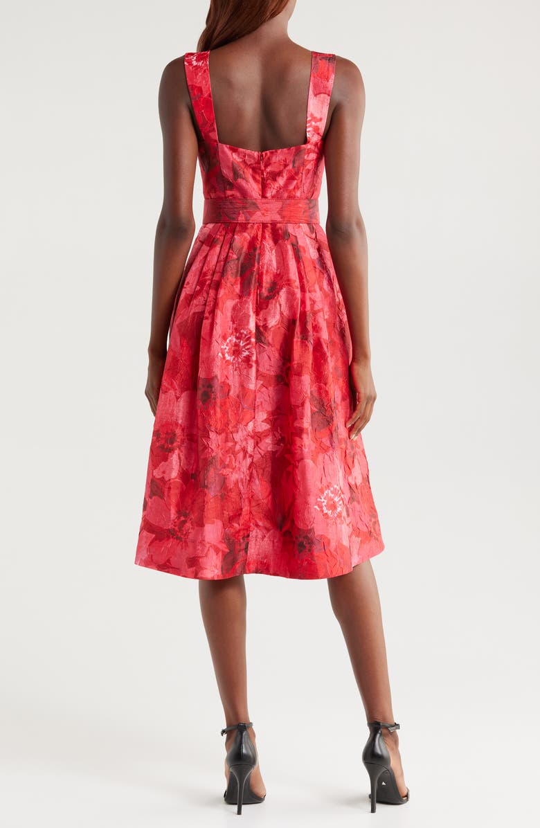 Tahari ASL Crinkled Floral Midi Dress, Alternate, color,