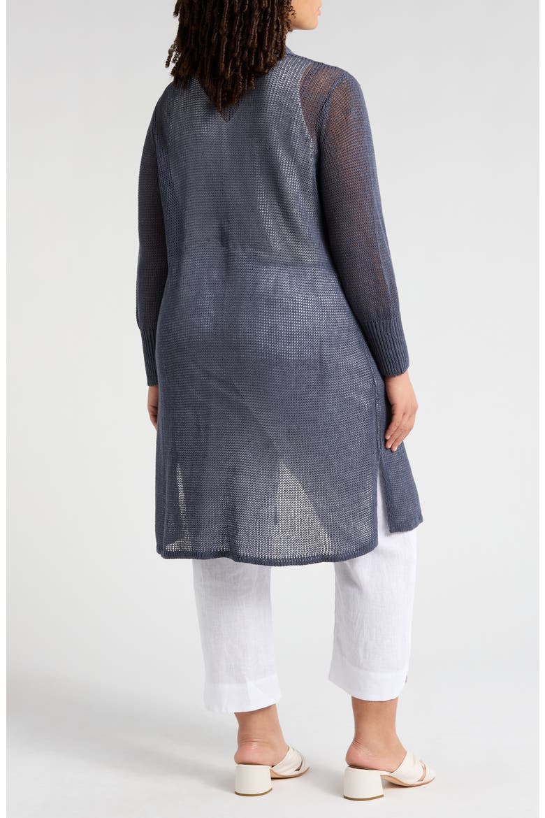 Long Organic Linen & Cotton Cardigan, Alternate, color, ECLIPSE