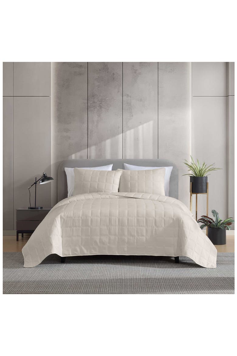 Stonewashed Solid Quilt & Sham Set, Alternate, color, LIGHT BEIGE