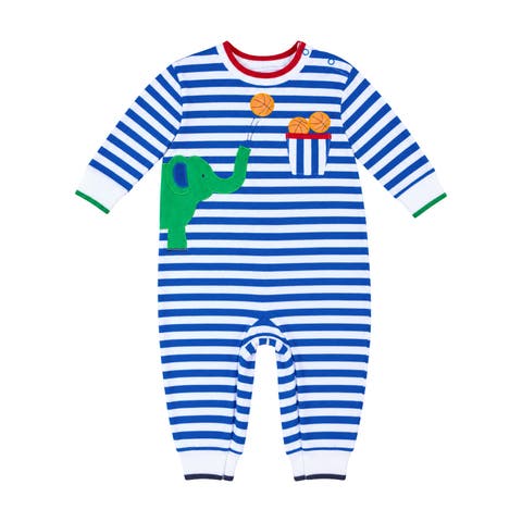Stripe Knit Longall with Elephant & Basketballs (Baby)