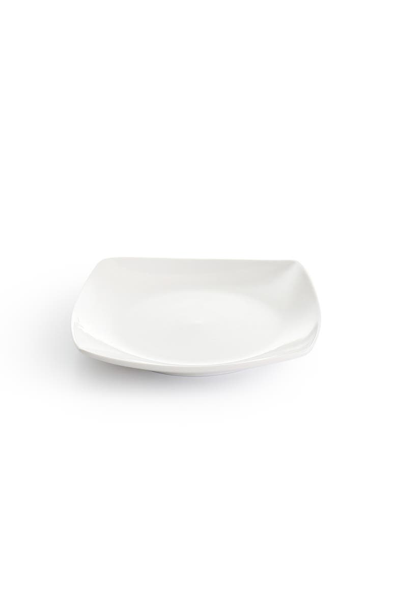 16 Piece Square Fine Ceramic Dinnerware Set, Alternate, color, White