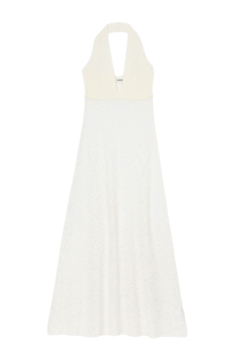 SANDRO Long knit dress, Alternate, color, White