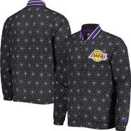 STARTER Men's Starter Black Los Angeles Lakers In-Field Play Fashion Satin Full-Zip Varsity Jacket