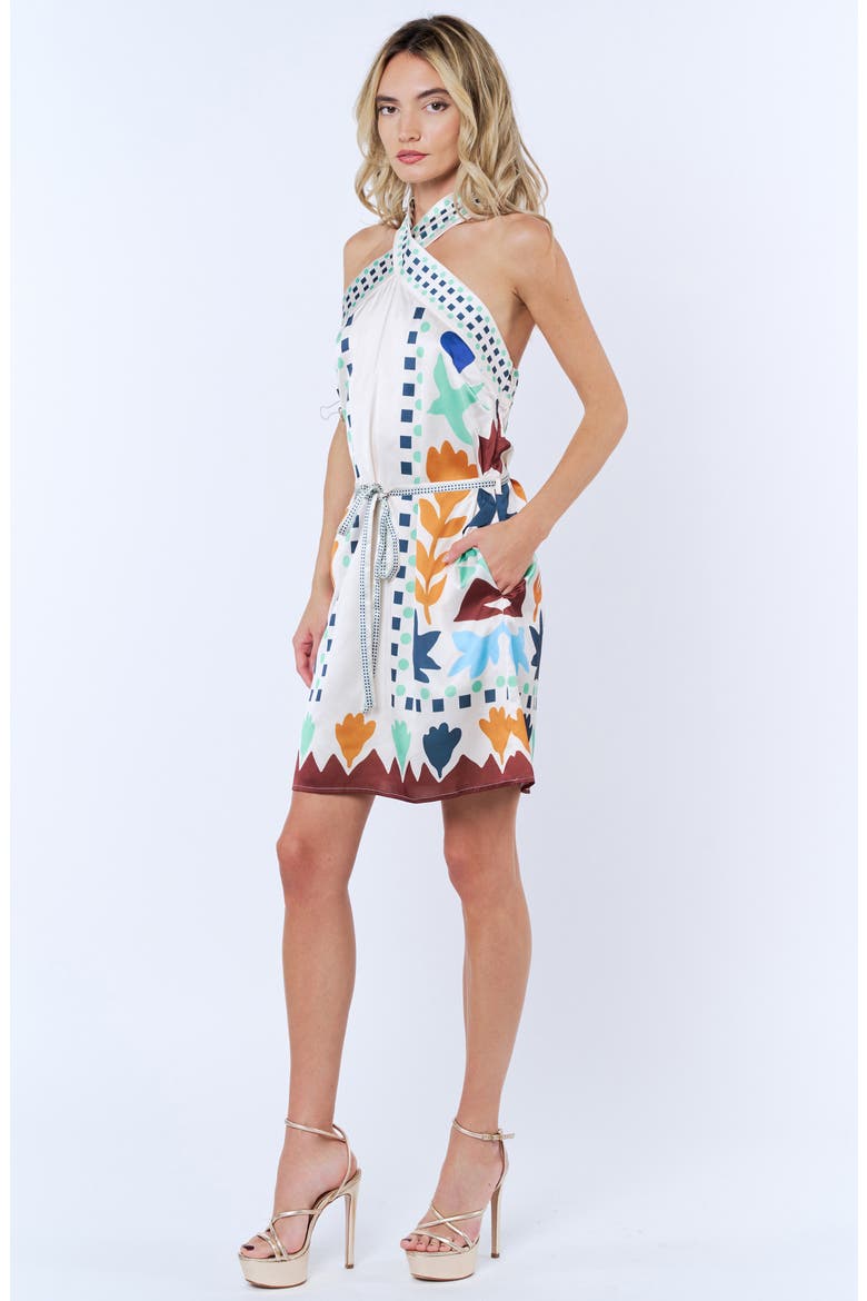Lio Sleeveless Tie Waist Dress, Alternate, color, WHITE MULTI