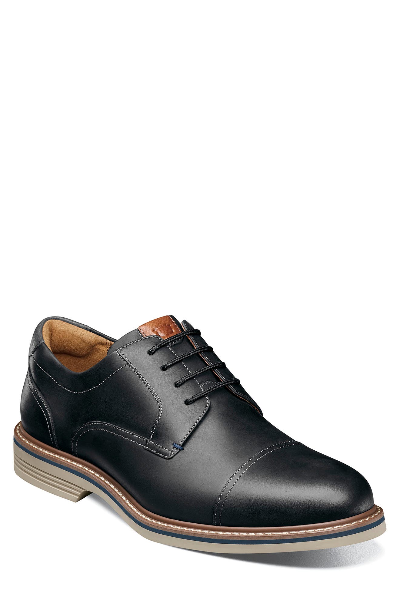 Florsheim Norwalk Cap Toe Derby, Main, color, Black Ch