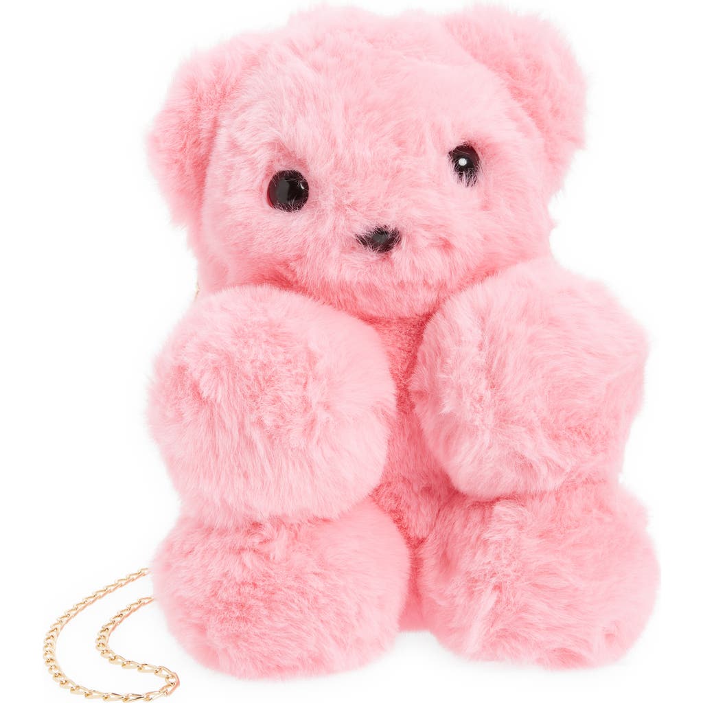 Lola + The Boys Bear Plush Faux Fur Crossbody Bag in Pink  product
