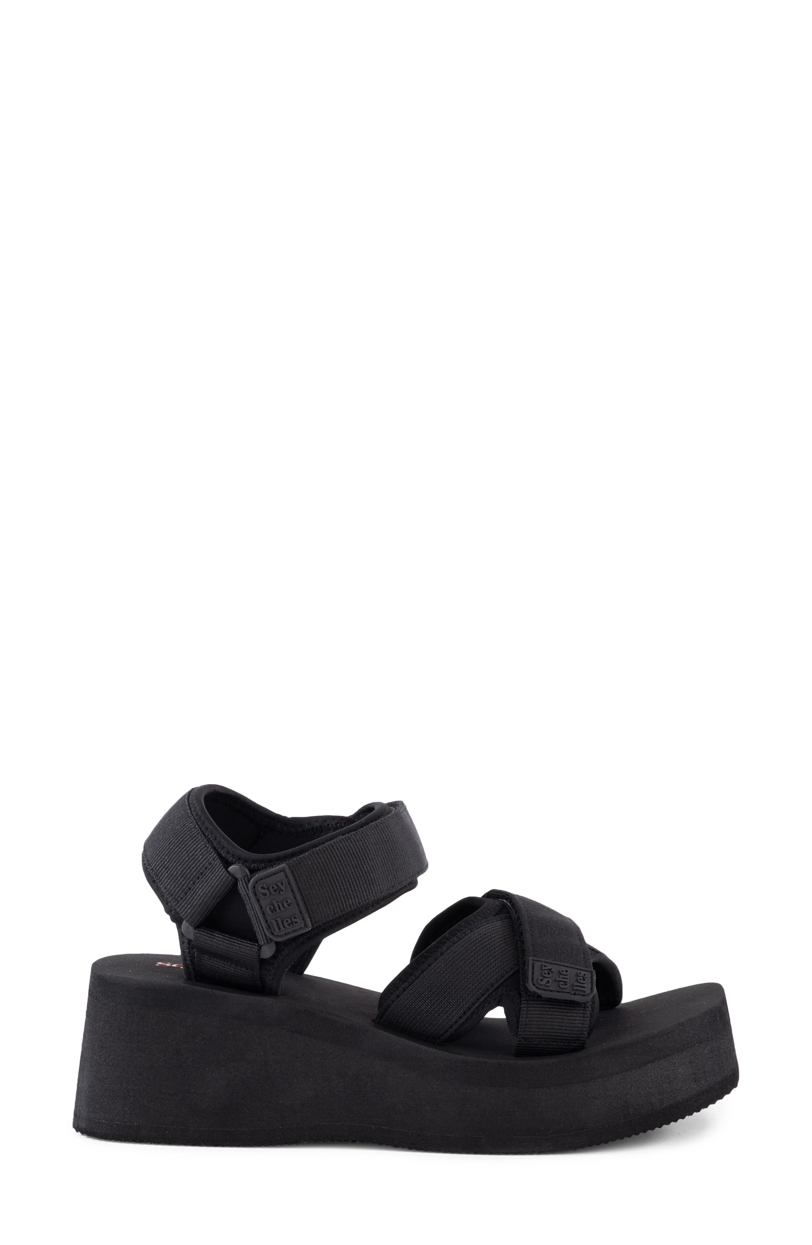 Seychelles Serenade Platform Wedge Sandal, Alternate, color, Black
