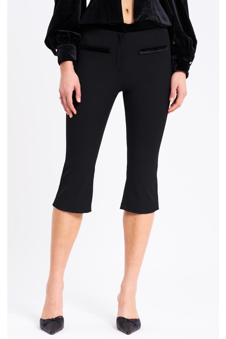 Kristy Velvet Decorating Flare Cropped Pants, Main, color, Black