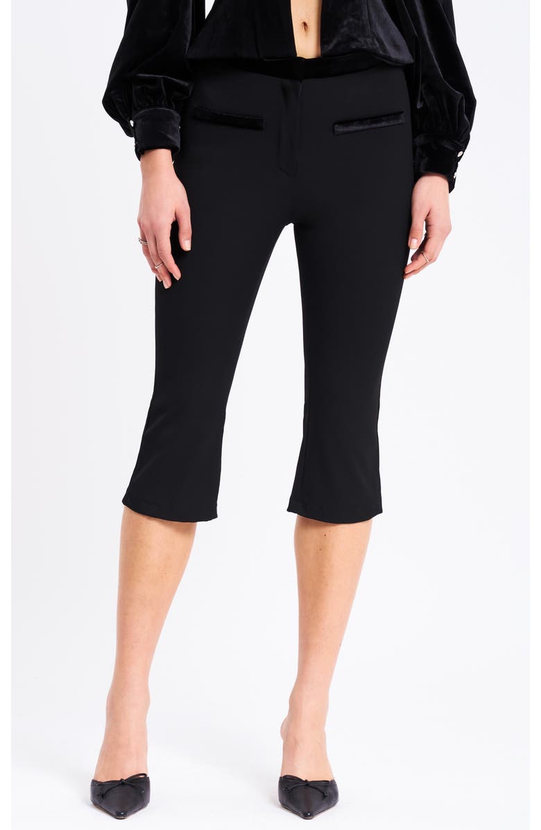 Miss Circle Kristy Velvet Decorating Flare Cropped Pants, Main, color, Black
