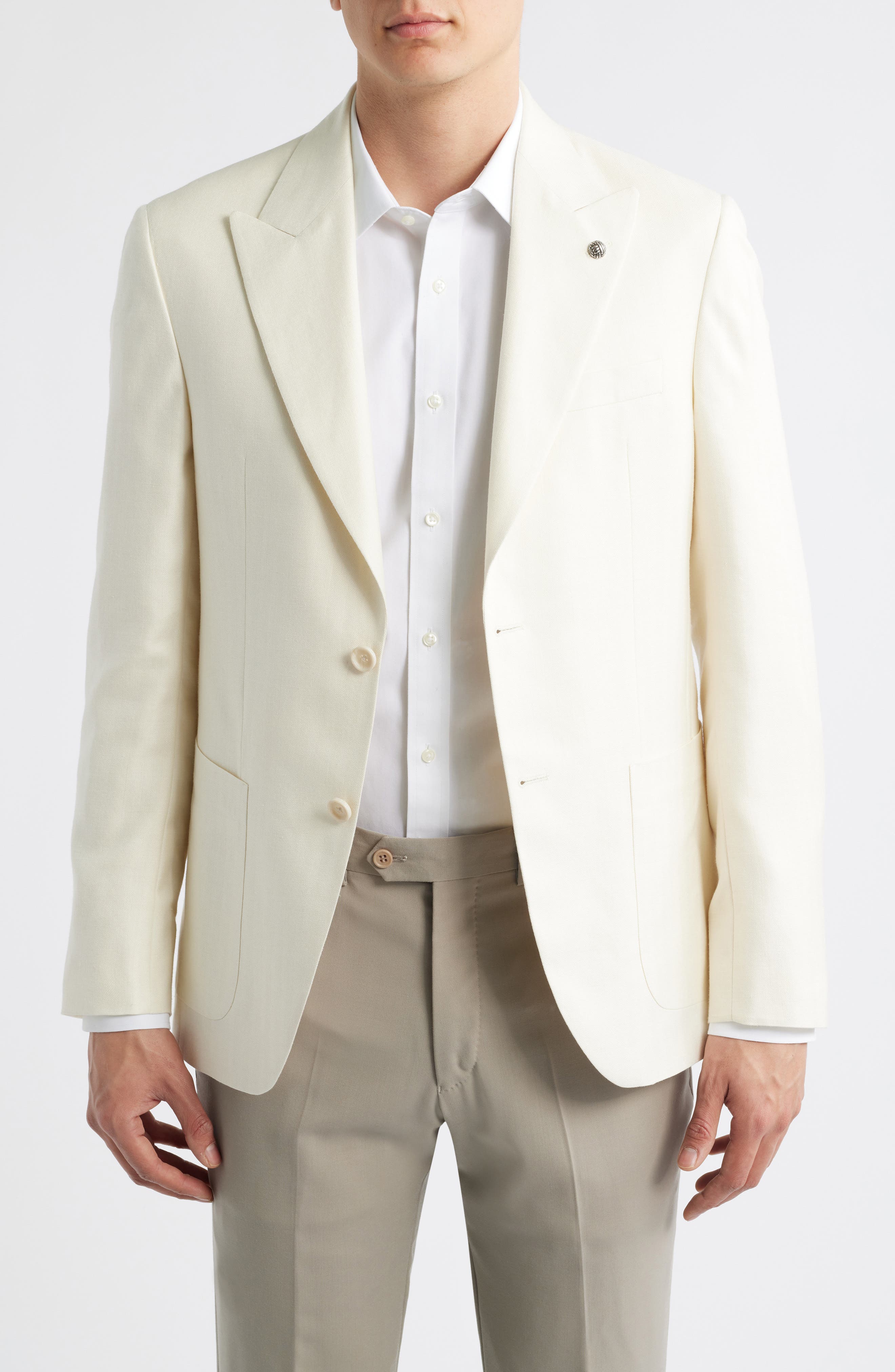 Jack Victor Marco Peak Lapel Wool & Silk Blend Herringbone Sport Coat
