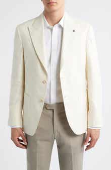 Jack Victor Marco Peak Lapel Wool & Silk Blend Herringbone Sport Coat