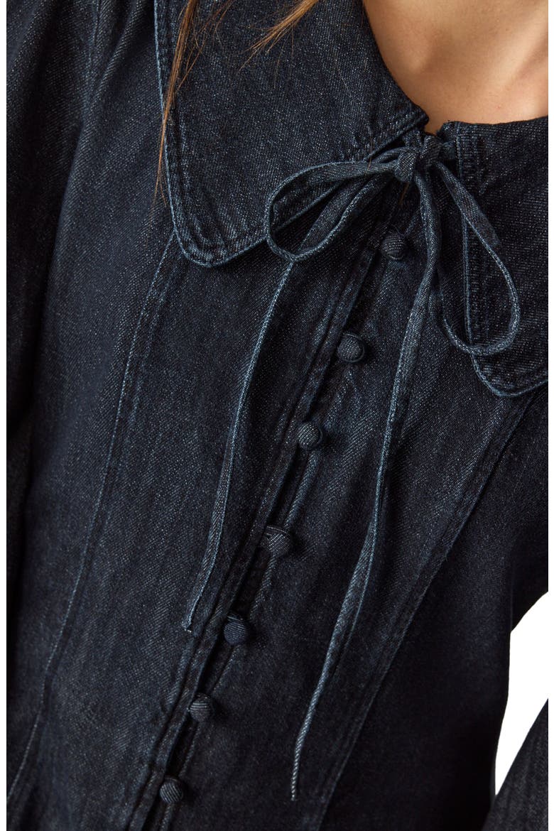 Balloon Sleeve Denim Minidress, Alternate, color, BLUE