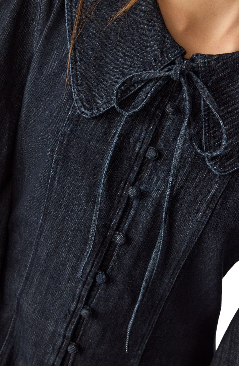 NEXT Balloon Sleeve Denim Minidress, Alternate, color, Blue