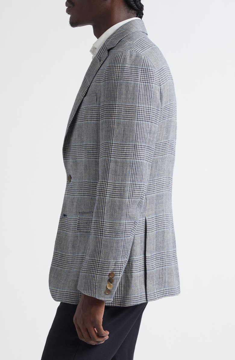 Ralph Lauren Purple Label Kent Hand Tailored Plaid Linen Blazer, Alternate, color, Navy/ Cream W/ Cf Oc