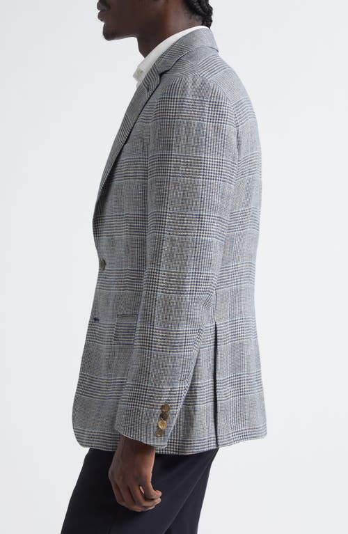 Ralph Lauren Purple Label Kent Hand Tailored Plaid Linen Blazer In Gray