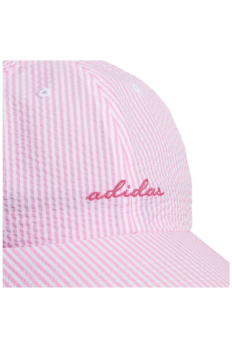 Logo Seersucker Stripe Adjustable Baseball Cap, Alternate, color, TROPIC BLOOM/ PINK FUSION
