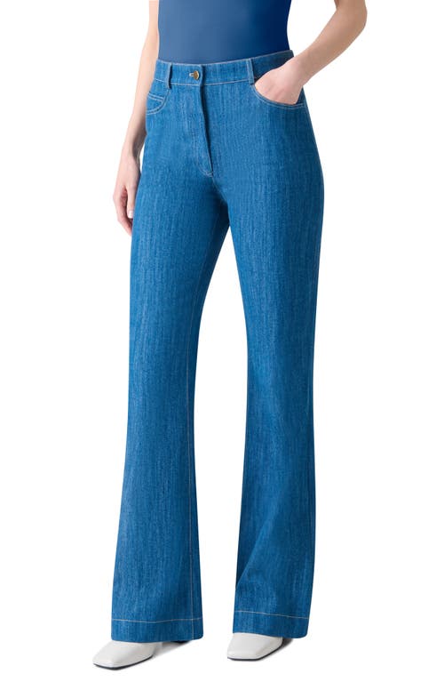 Akris Punto Courtney Bootcut-leg Washed Denim Pants In Blue